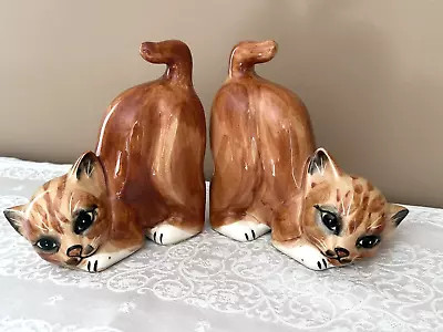 Cat Kitten Orange Tabby Figurine Bookends Vintage Seymour Mann Japan 1978 • $28