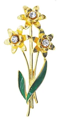 Beautiful Daffodil Gold Plated Pin Brooch • £7.25