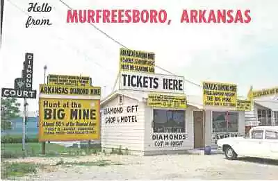 MURFREESBORO. AR:  Hello From Diamond Mine Gift Shop Motel  VTG Chrome PC1017E • $2.99