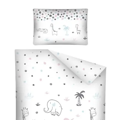 Safari Baby Bedding Set Fit Cot 120x60cm Cotton  Duvet Cover  Pillow Case • £15