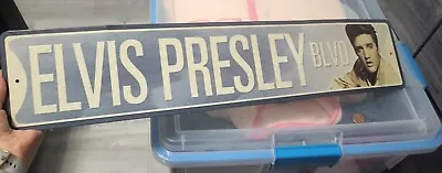 Elvis Presley BLVD Decorative 24 In X 5 In Embossed Tin Metal Street Sign   • $10