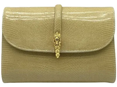 New LALO Embossed Alligator Trombone Yellow Luxury Women’s Handbag Made In Italy • $165