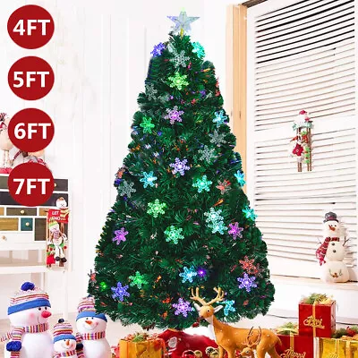 4-7' Pre-Lit Fiber Optic Artificial Christmas Tree Snowflake Lights Decorations • $58.99