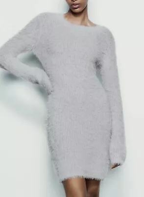 ZARA Women's Faux Fur Dress Light-gray SIZE S • £9.99