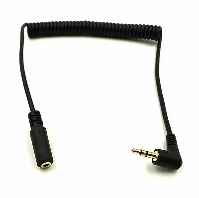 3.5mm 3 Pole Angled Male To 3 Pole Female Stereo Audio Aux Coiled Cable Lead • £4.95