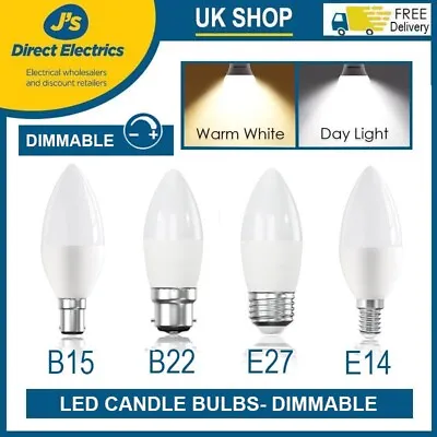 LED Dimmable Candle Bulbs 5W Warm White Daylight White B22 B15 E27 E14 Lamp • £0.99