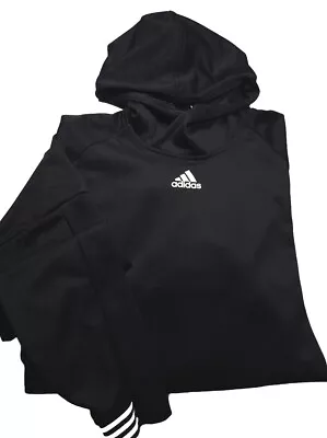 New! ADIDAS-Black Jersey Knit Poly Mens Cool Weather Hoodie Sweatshirt-(M) • $9.95