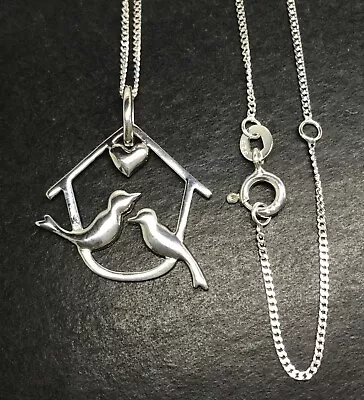 Love Bird Pendant Necklace Solid Sterling Silver Nest New Home Gift Box. • $38.76