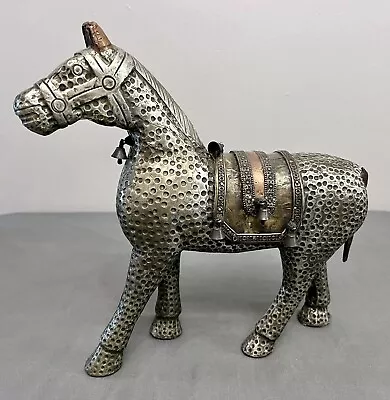 VTG Hammered Metal Horse Figurine W/ Copper Accents 12.5x3x12” • $34.99