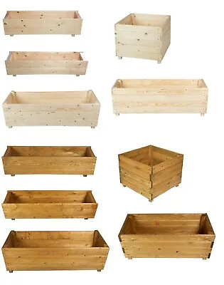 Wooden Planter Boxes Garden Flower Pot Tall Large Raised Square Timber Trough • £19.98