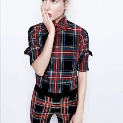 J. Crew Perfect Shirt In Stewart Tartan Plaid Shirt Size 00 Christmas Holiday • $31.34