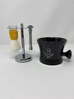 Men’s Shaving Set MERKUR Solingen Safety Razor OMEGA Brush Stand Soap Cup Mug • $65