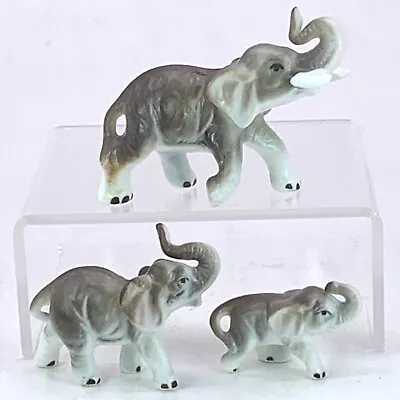 Vintage Elephant Miniature Figurines Bone China Lot Of 3 Made In Japan • $13.99