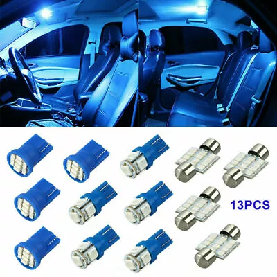 $8.79 • Buy 13pcs 8000K Blue LED Interior Lights Bulbs Kit Car Trunk Dome License Plate Lamp