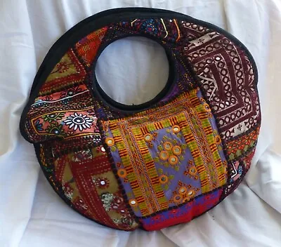Quilted Multcoloured Indian Style Mirrored Circular Beach Lightweight Cotton Bag • £12