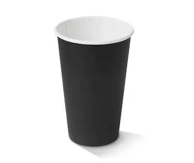 Bulk Black Paper Double Wall Cups Takeaway Disposable Coffee Cups 16oz With Lids • £92.35