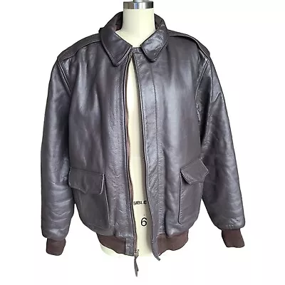 VTG Leather A-2 Bomber Aviator Insulated Mil Jacket US Authentic Mfg 42T Large • $225