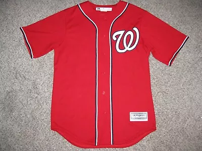 Washington Nationals Mens Alternate Red Majestic Cool Base Replica Jersey • $100