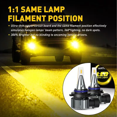 AUXITO 9006 HB4 LED 300%+ Bright Fog Light Bulbs Globes Headlight 3000K Yellow • $43.93