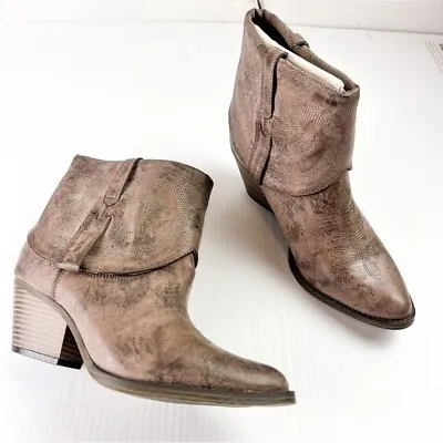 Mia Booties Women's 8.5 Western Short Gambit Western Foldover Ankle Boots Brown • $25.52