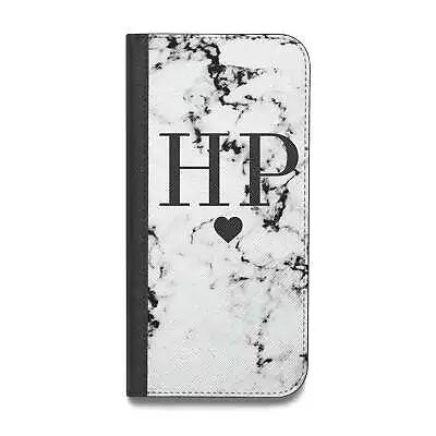 Heart Decal Marble Initials Personalised Vegan Leather Flip IPhone Case For IPho • £10