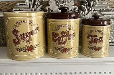 $25 • Buy Vintage 1970’s Canister Set Of 3 Sugar Coffee And Tea