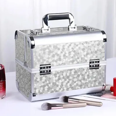 Travel Vanity Carry Case Beauty Box Make Up Jewelry Cosmetic Nail Organiser Lock • £14.95