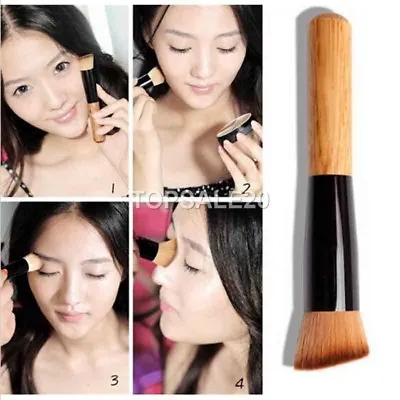 Multi Function Liquid Foundation Powder Wooden BB Cream Makeup Brush Brown • $7.99