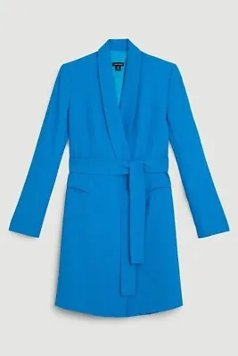 BNWT Skye Blue/turquoise Karen Millen Tuxedo Wrap Dress Belted Size 8 • £99.99