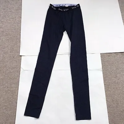 Jack Wills Lounge Pant Leggings Dark Navy + Leaf Stretchy Size 6 Cotton/Modal • £6
