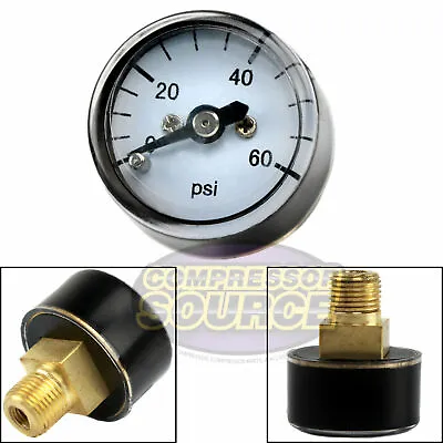 1/8  MNPT Mini/Micro Air Pressure Gauge 0-60 PSI 1  Face CBM Center Back Mount • $13.29