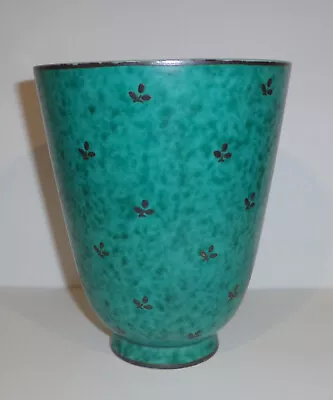 VINTAGE GUSTAVSBERG SWEDEN POTTERY ARGENTA VASE WILHELM KAGE ART DECO SIGNED 30s • $285