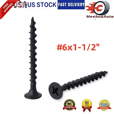 100 Pack #6x1-1/2  Drywall Screws Coarse Thread Bugle Head Black Phosphate • $9.89