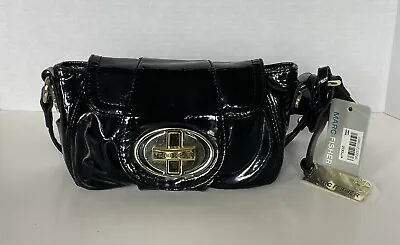 Marc Fisher Crossbody Purse Shoulder Bag Black Patent Adjustable Twist Lock NWT • $29