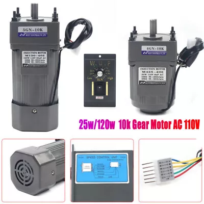 110V 120W AC Gear Motor Electric Variable Speed Controller Torque 1:10 0-135RPM • $90.25