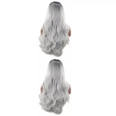  Set Of 2 Women Long Curly Wig Pink Human Hair Miss Women's Scroll Lolita • £25.89