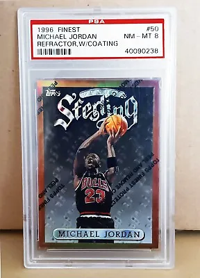 1996 Topps Finest MICHAEL JORDAN Refractor W/Coating #50 PSA 8 NM-MT • $695