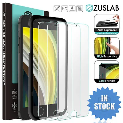 For IPhone SE 2020 7 8 Plus Tempered Glass Screen Protector 3 Pack Install Tool • $8.95