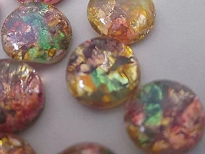 $6.99 • Buy 24pc VTG GLASS FIRE OPAL 7mm JAPAN CAB FLAT BACK LOT STONE JEWELRY REPAIR CRAFTS