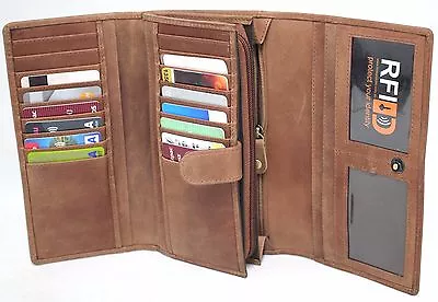 $49.95 • Buy RFID Security Lined Quality Full Grain Leather Purse. 22059. Black, Red, Hunter.