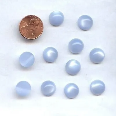 $1.49 • Buy 12 VINTAGE BLUE MOONSTONE ACRYLIC 12mm. ROUND SMOOTH DOMED CABOCHONS W853