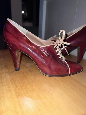 Antique Vintage Leather Ladies Shoes Size 6 Made In Spain • $123.33