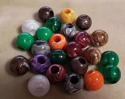 24 Vintage Marbella Marble Swirl Round Beads 3/4  For Macrame You Choose Color • $6