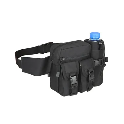 Mens Waterproof Waist Fanny Pack Hip Bag Bum Bag With Water Bottle Holder Outdor • £13.49