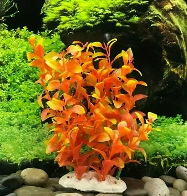 $7.25 • Buy  Artificial Plastic Decoration Aquarium Plant For Fish Tank New Big Bush Orange