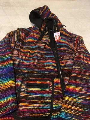   Wool Knit Hoodie Sweater Made In Nepal Large  • $89.99
