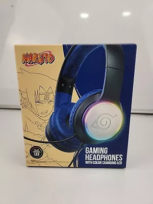 Naruto Gaming Headphones Blue/BLACK W/Blue LED & Adjustable Mic - HP-1206-Blue • $20.25