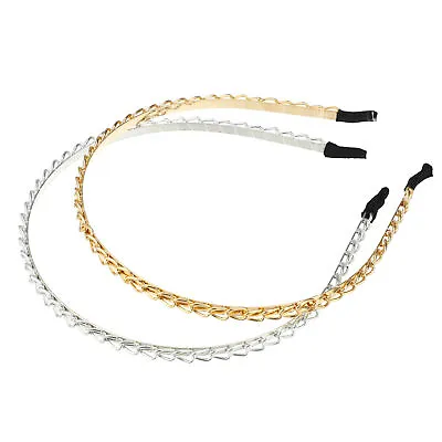 2pcs Metal Twisted Link Chain Shape Headband Gold Tone Silver Tone 4.72 X0.2  • $6.57
