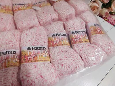 Vintage Patons Cotton Top Streamers Yarn Cerise Pink White 10 Skeins Cotton • $7.99