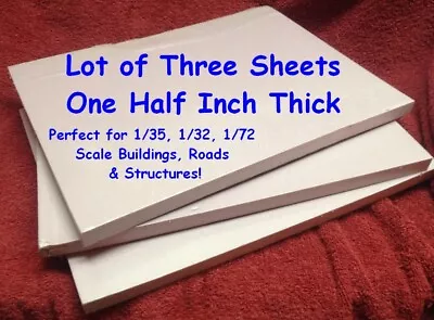 XPS Foam -LOT 3 Pcs 1/2  Thick EPS Board Sheets Dense Styrofoam. FREE SHIPPING! • $22.90